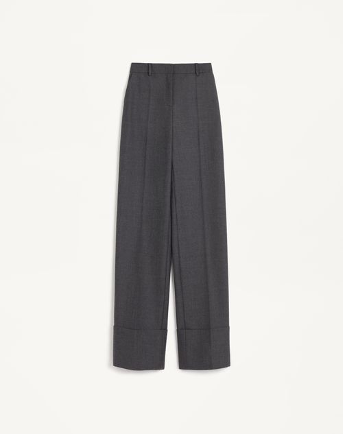 Valentino - Virgin Wool Pants - Gray Melange - Woman - Trousers And Shorts